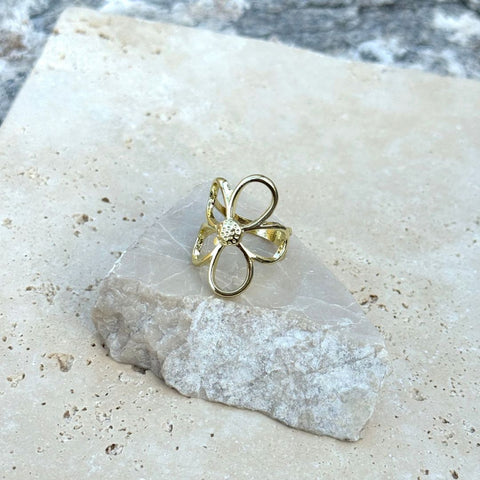 Gold Plated Flower Outline Ring