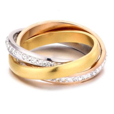 Tarnish Resistant Two-Tone CZ Rolling Eternity Bands
