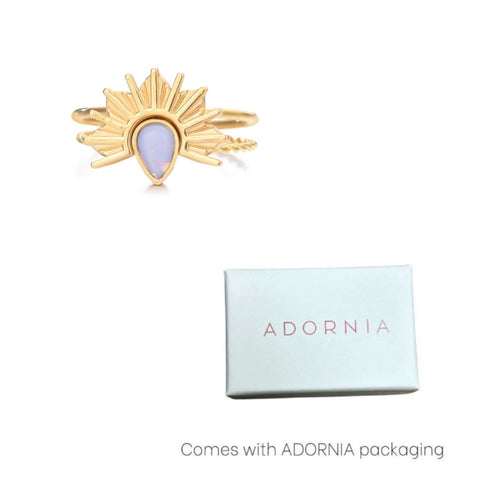 Tarnish Resistant 18k Gold Plated Opal Sunrise Ring Set