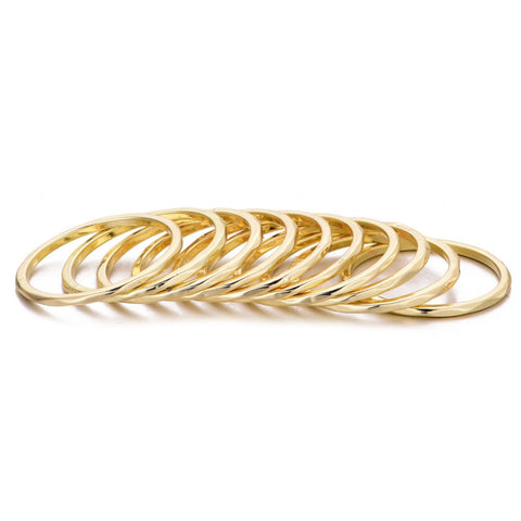 Gold Plated 10-Ring Hammered Band Set