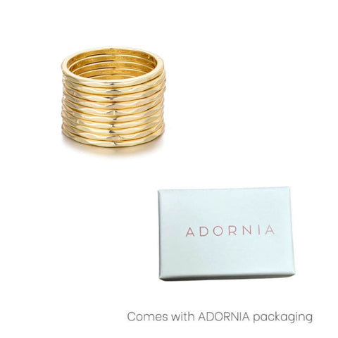 Gold Plated 10-Ring Hammered Band Set