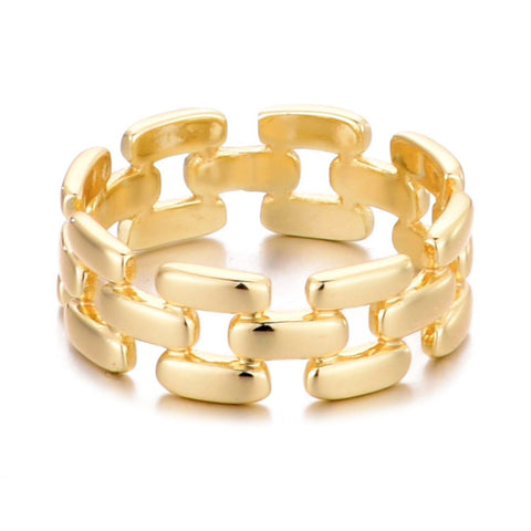 14k Gold Plated Grid Pattern Band