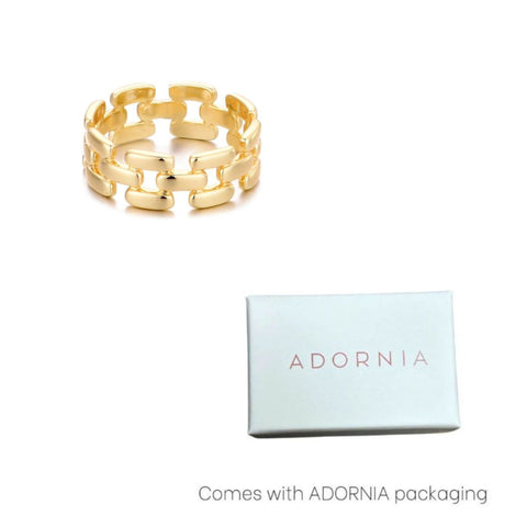 14k Gold Plated Grid Pattern Band