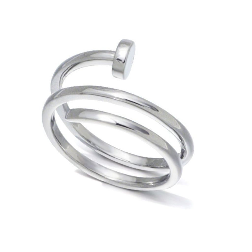 Silver Plated Nail Double Wrap Ring