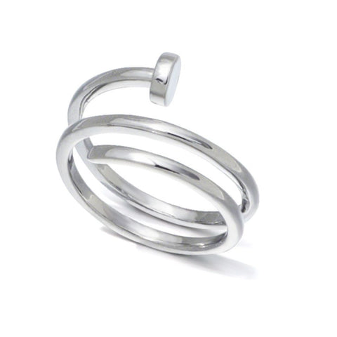 Silver Plated Nail Double Wrap Ring