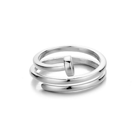 Silver Plated Nail Double Wrap Ring