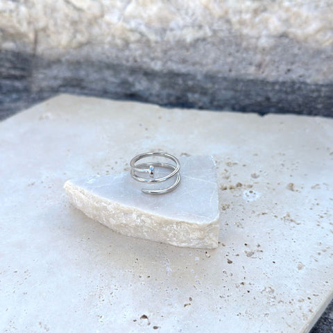 Silver Plated Nail Double Wrap Ring