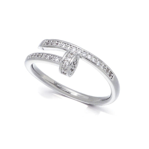 Silver Plated CZ Nail Ring
