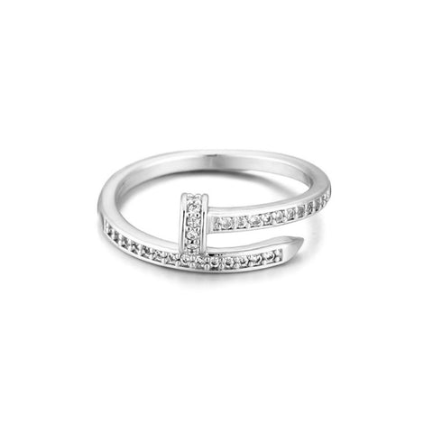 Silver Plated CZ Nail Ring