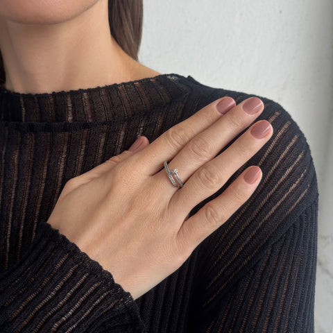 Silver Plated CZ Nail Ring