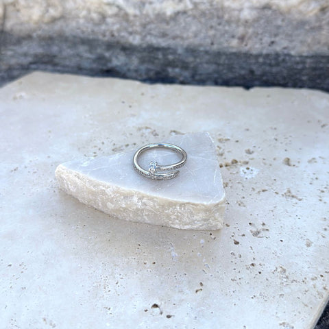 Silver Plated CZ Nail Ring