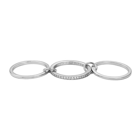 Silver Plated Connected 3-Piece Ring Stack