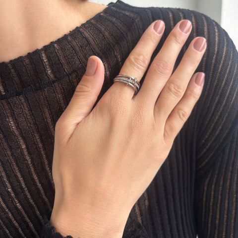 Silver Plated Connected 3-Piece Ring Stack