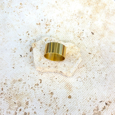 Tarnish Resistant 18k Gold Plated Tall Band