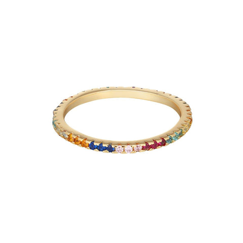 14k Gold Plated Rainbow CZ Eternity Band