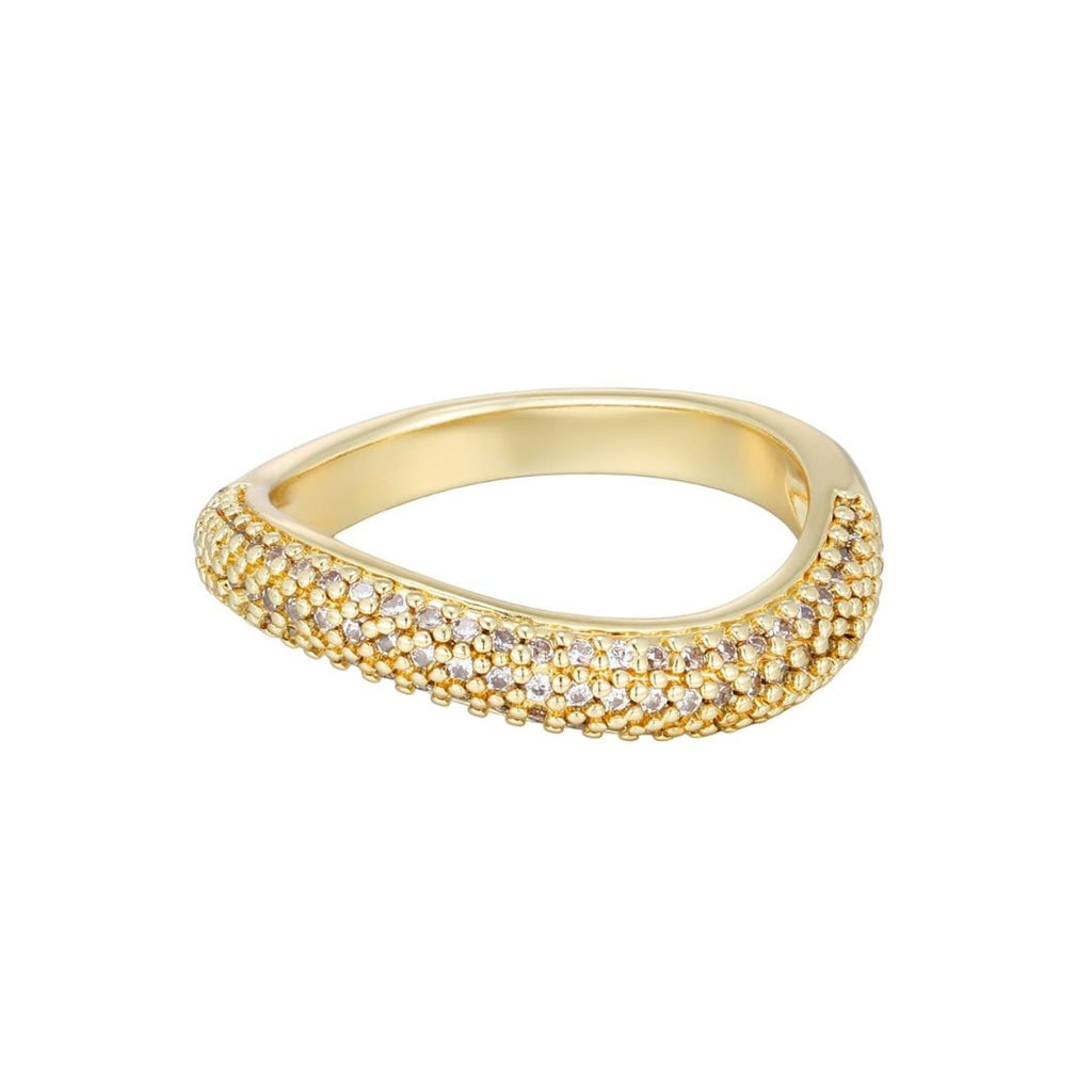 14k Gold Plated Curved CZ Chunky Band