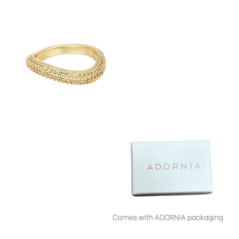 14k Gold Plated Curved CZ Chunky Band