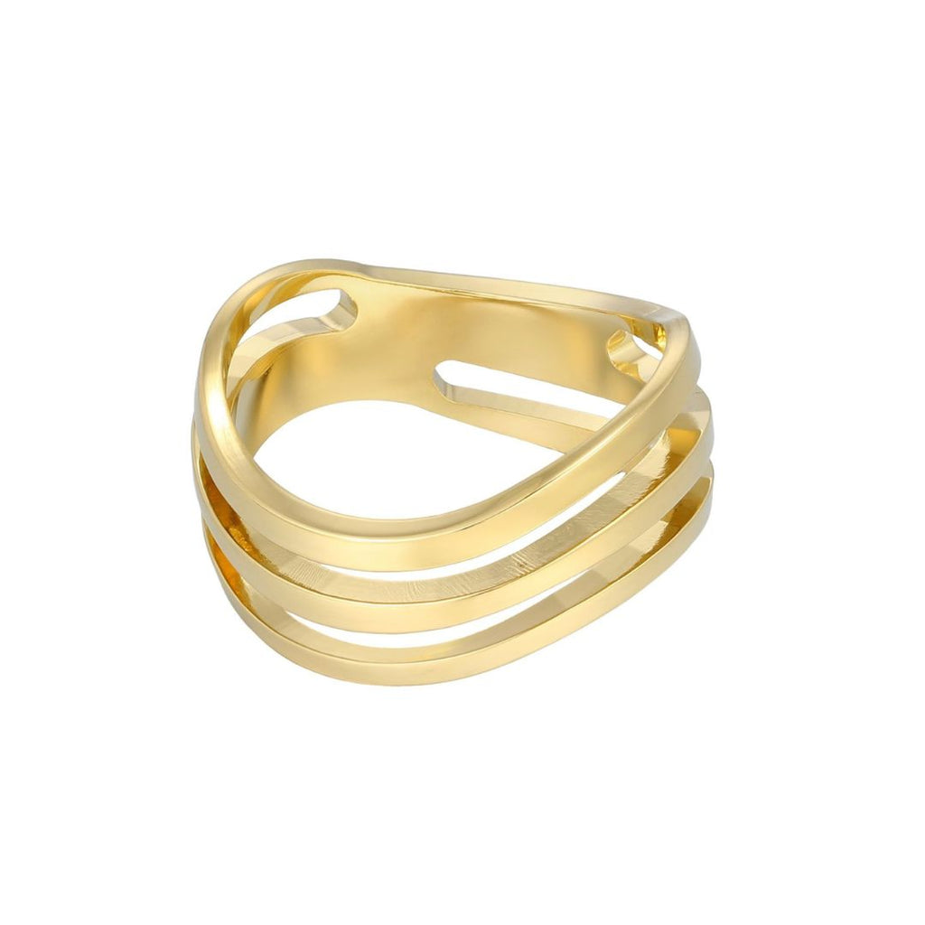 Tarnish Resistant 18k Gold Plated Wave Band