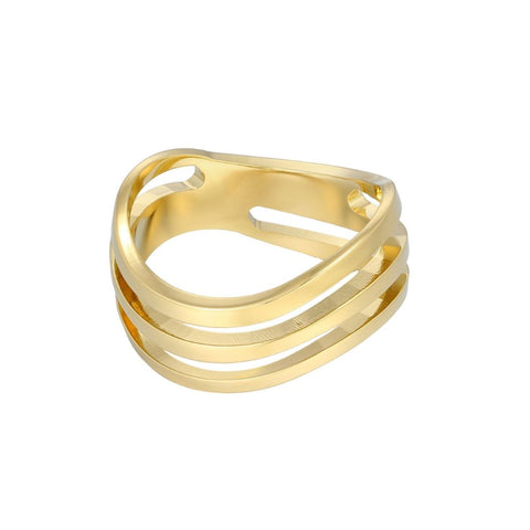 Tarnish Resistant 18k Gold Plated Wave Band