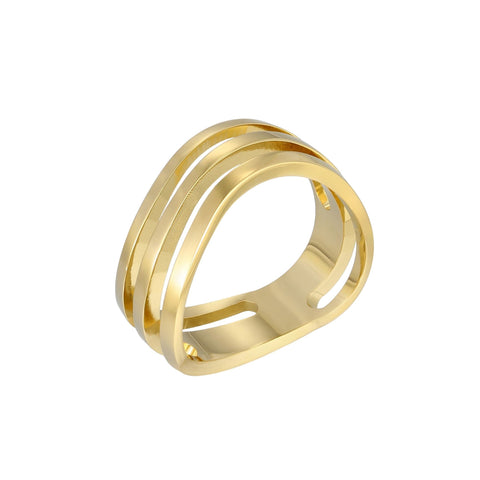 Tarnish Resistant 18k Gold Plated Wave Band