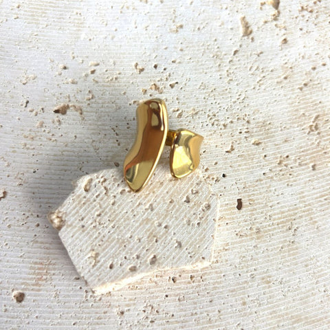 Tarnish Resistant 18k Gold Plated Open Columns Ring