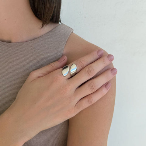 Tarnish Resistant Silver Overlap Petals Ring