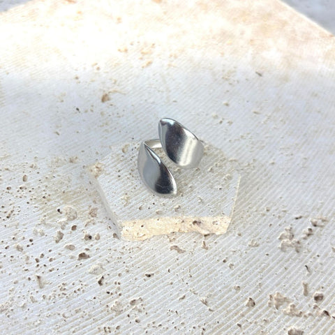 Tarnish Resistant Silver Overlap Petals Ring