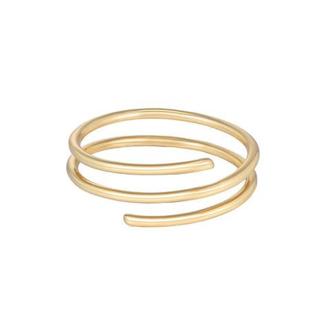 14k Gold Plated Adjustable Coil Wrap Ring