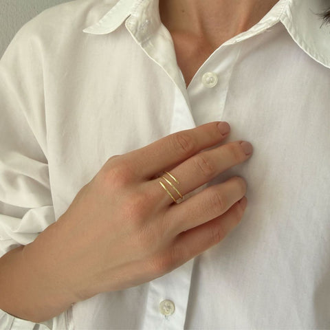 14k Gold Plated Adjustable Coil Wrap Ring