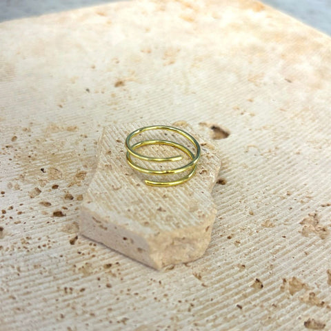 14k Gold Plated Adjustable Coil Wrap Ring