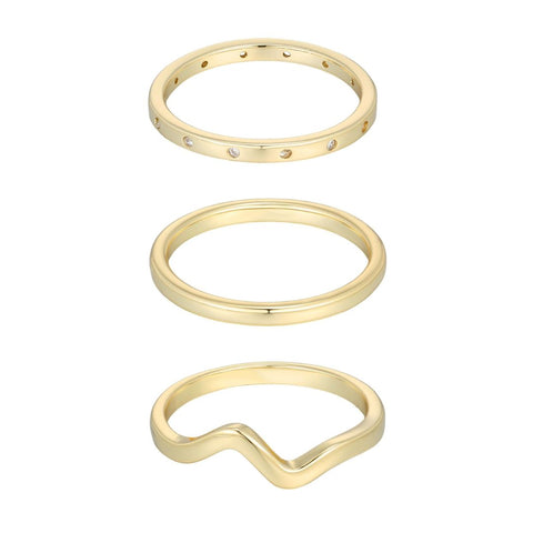 14k Gold Plated 3-Band CZ Set