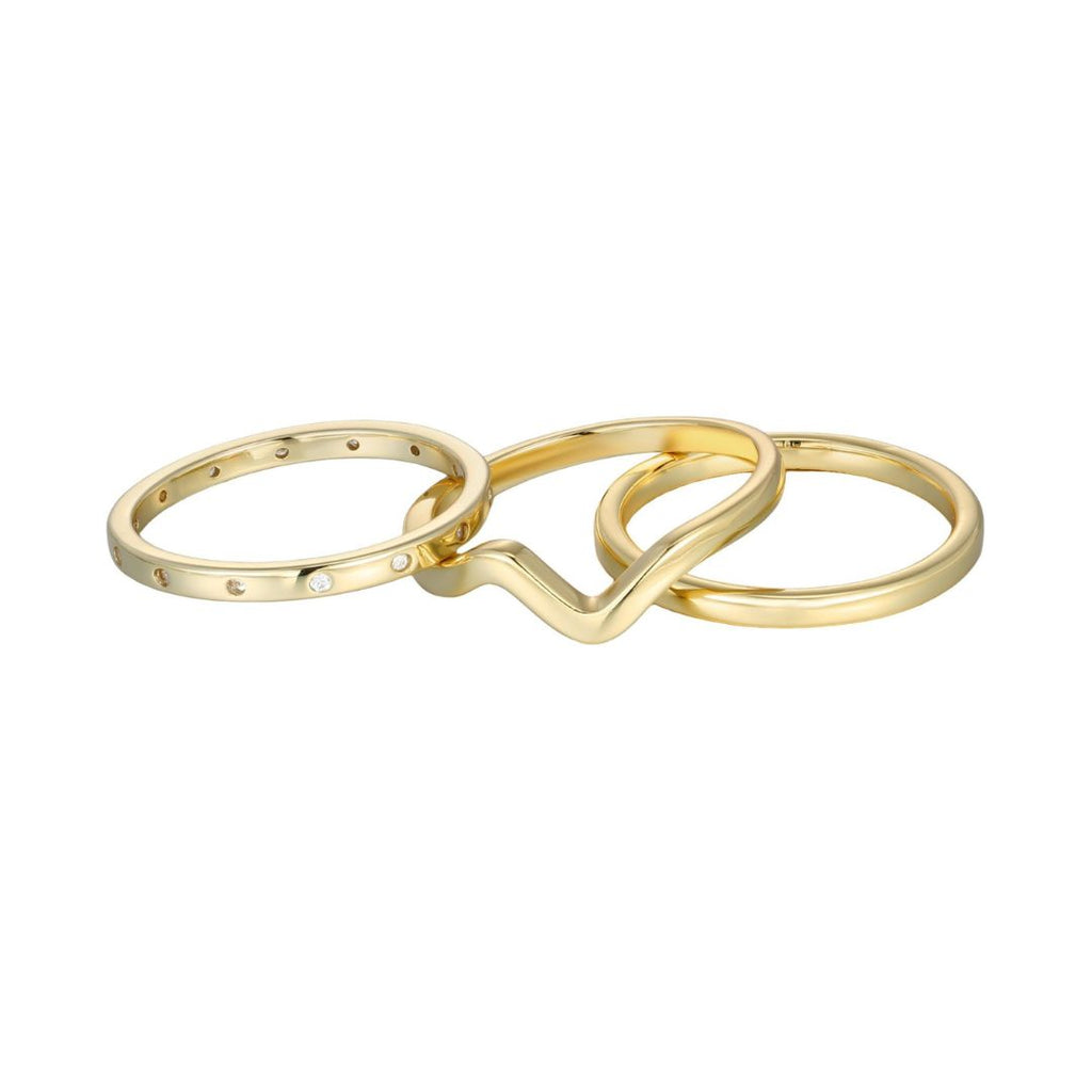 14k Gold Plated 3-Band CZ Set