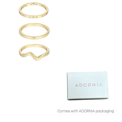 14k Gold Plated 3-Band CZ Set