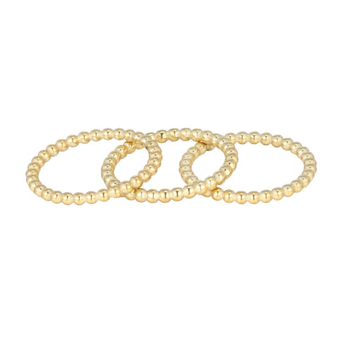 Tarnish Resistant 18k Gold Plated Set of Three Bead Rings