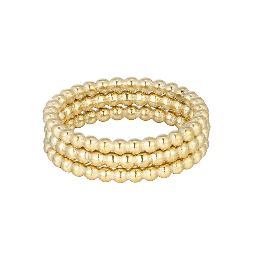 Tarnish Resistant 18k Gold Plated Set of Three Bead Rings