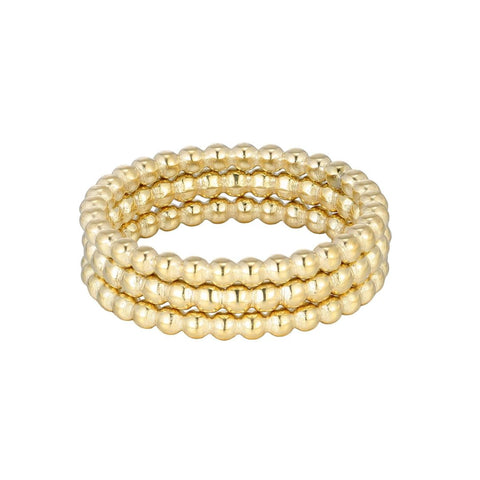 Tarnish Resistant 18k Gold Plated Set of Three Bead Rings