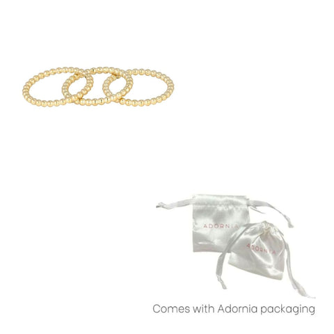 Tarnish Resistant 18k Gold Plated Set of Three Bead Rings