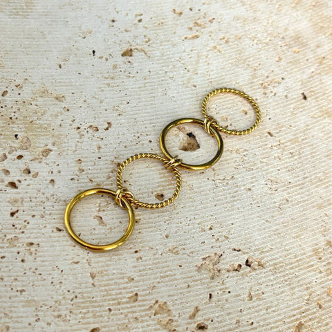 Tarnish Resistant 18k Gold Plated Four Band Connected Ring Set