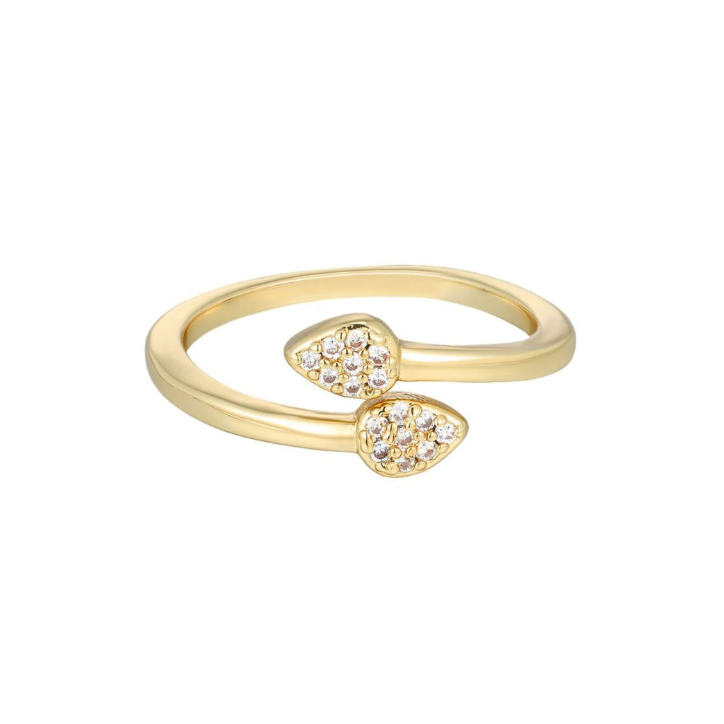 14k Gold Plated CZ Overlap Petals Ring