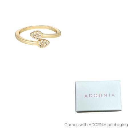 14k Gold Plated CZ Overlap Petals Ring
