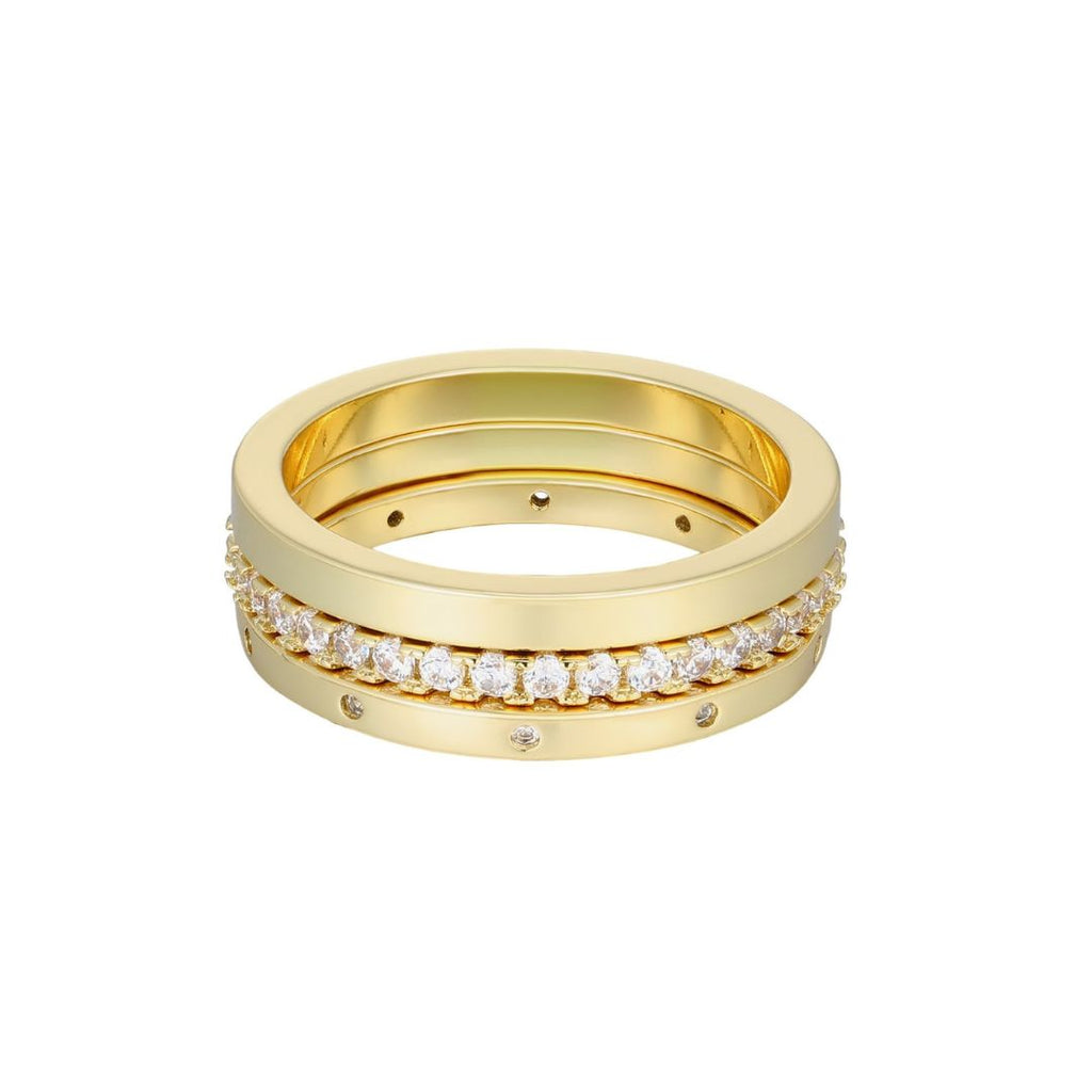 14k Gold Plated 3-Band CZ Set
