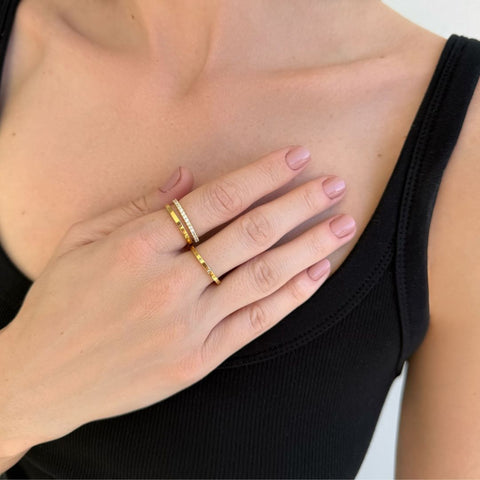 14k Gold Plated 3-Band CZ Set