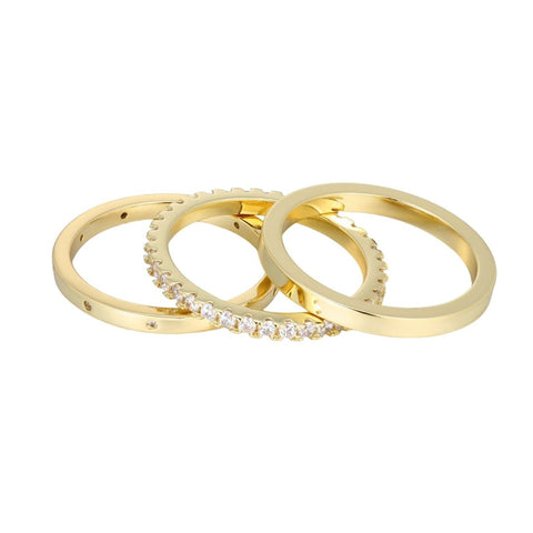 14k Gold Plated 3-Band CZ Set
