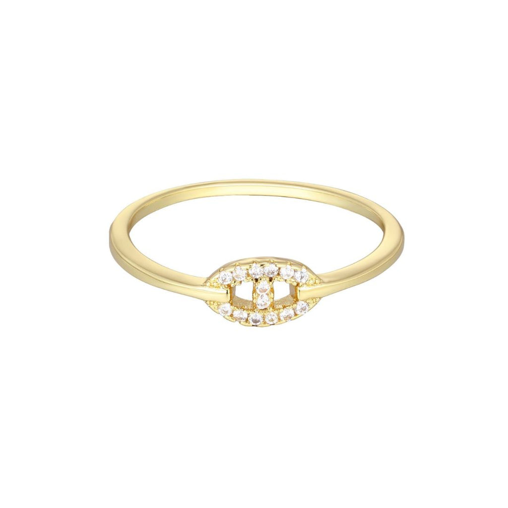 14k Gold Plated CZ Link Ring