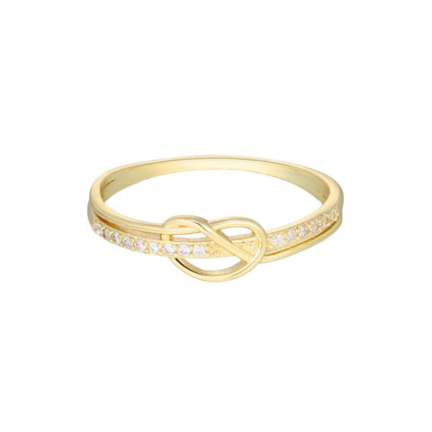 14k Gold Plated Knot CZ Ring