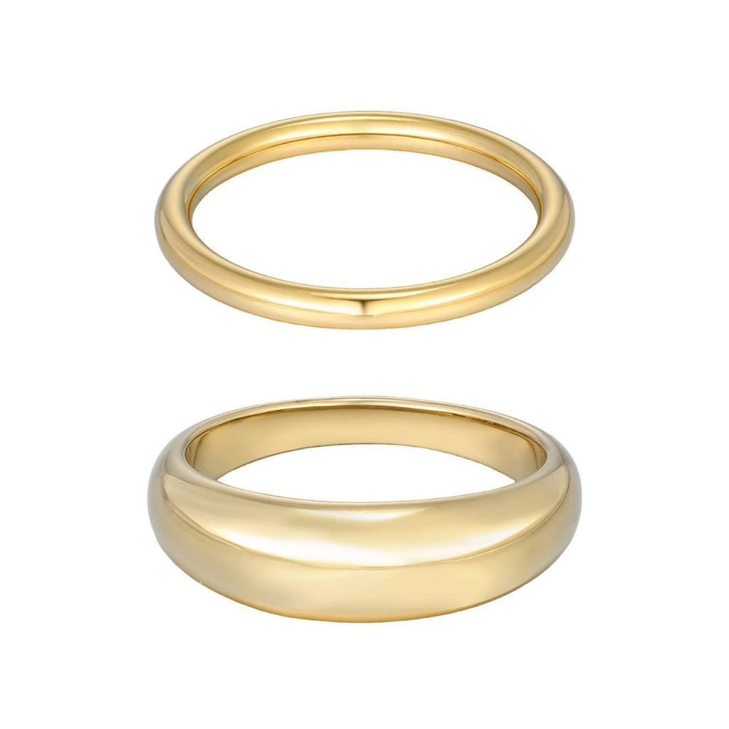 Tarnish Resistant 18k Gold Plated Chunky Dome Ring Set