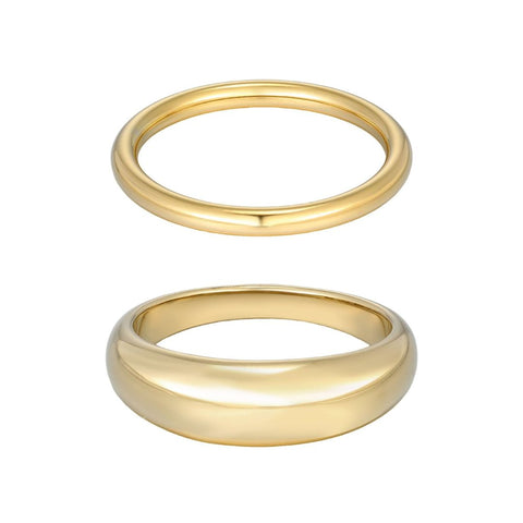 Tarnish Resistant 18k Gold Plated Chunky Dome Ring Set