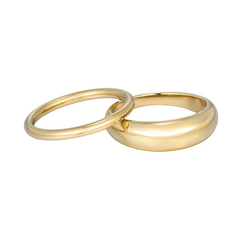 Tarnish Resistant 18k Gold Plated Chunky Dome Ring Set