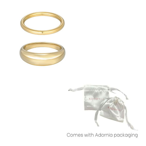 Tarnish Resistant 18k Gold Plated Chunky Dome Ring Set