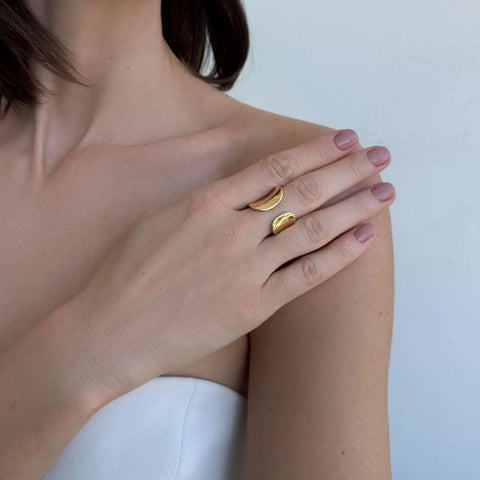 Tarnish Resistant 18k Gold Plated Split Statement Ring